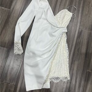 Elegant White and Cream Lace Dress